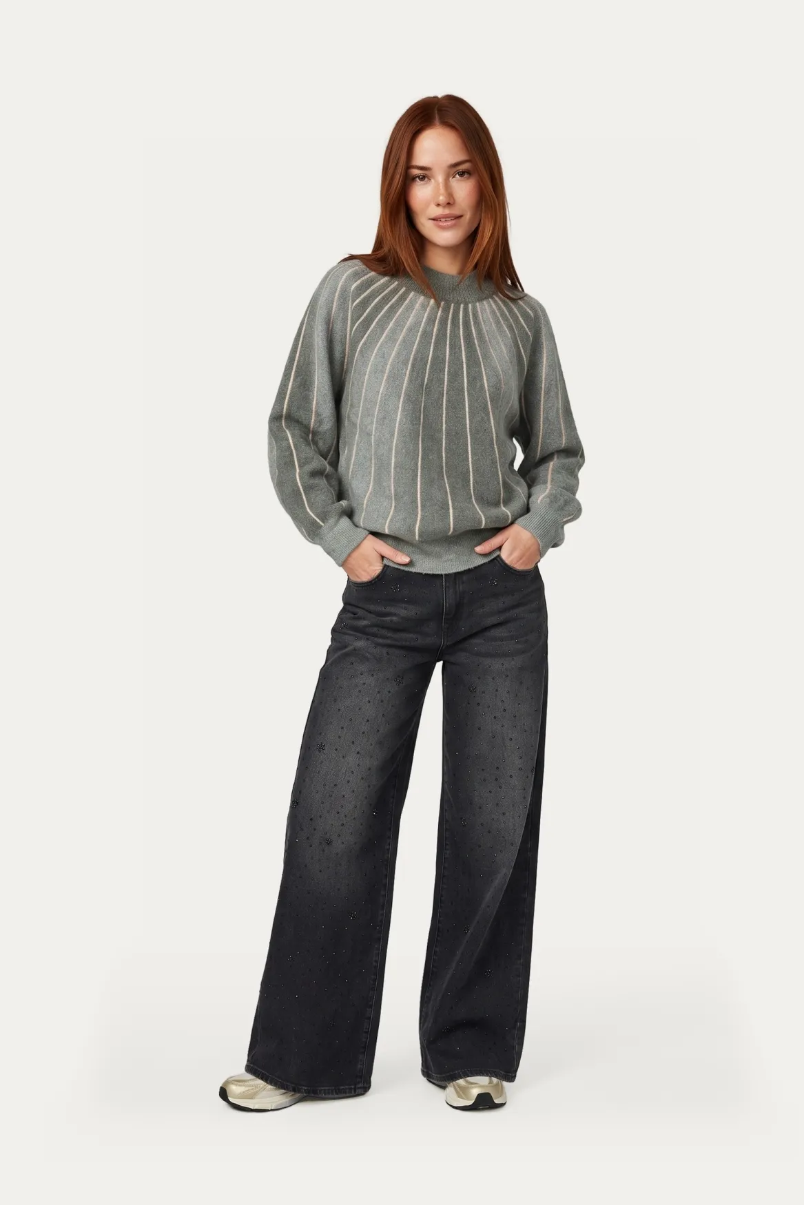 G-maxx Clementine Knit Top Cosy Green, gebreide dames top in cosy groen
